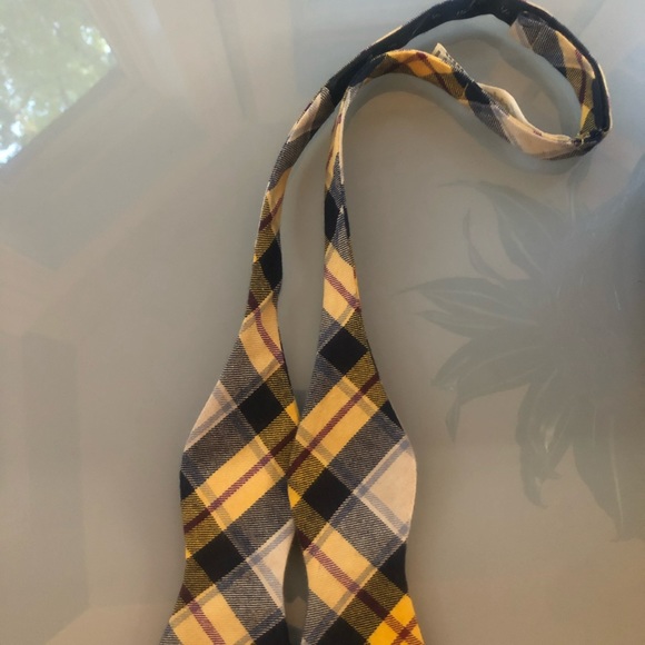 Mens Plaid| BowTie Tuesday Blue and Gold/Self Tie - Picture 2 of 3